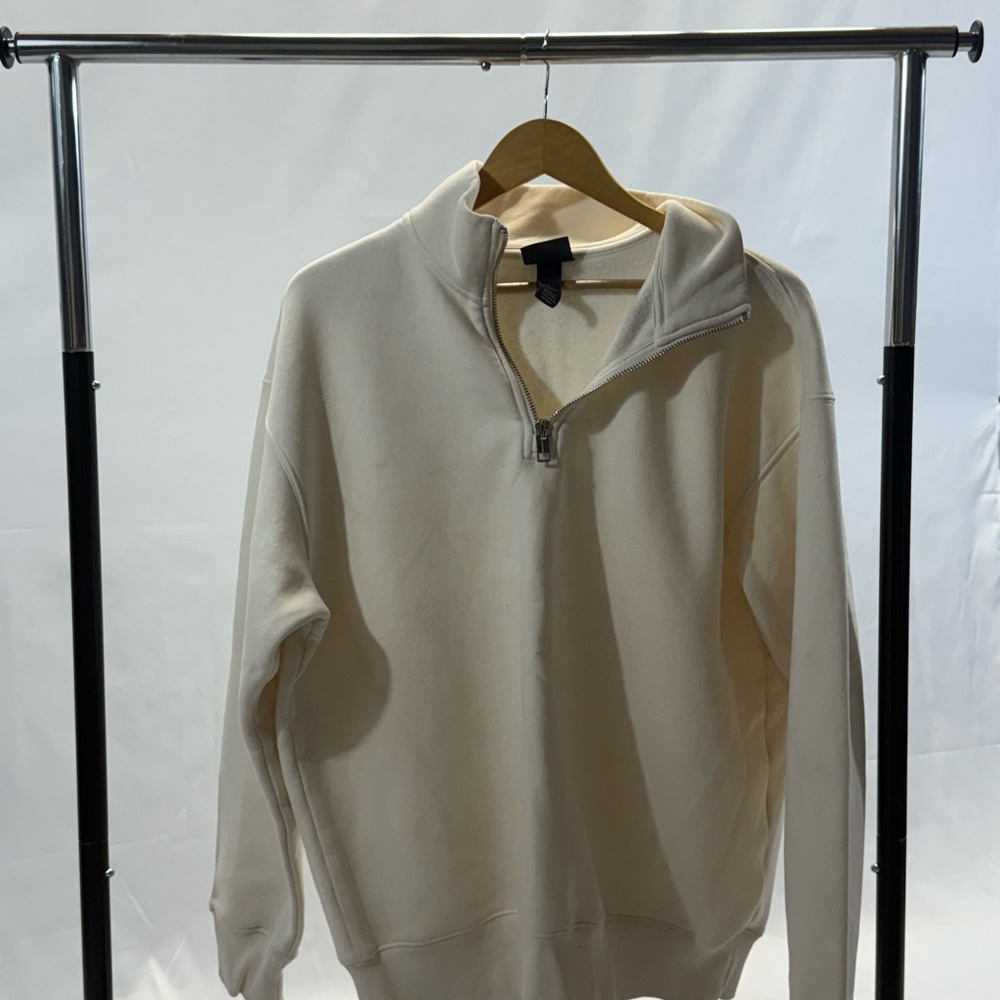 H&M Men's Off-White Zip-Up Sweater